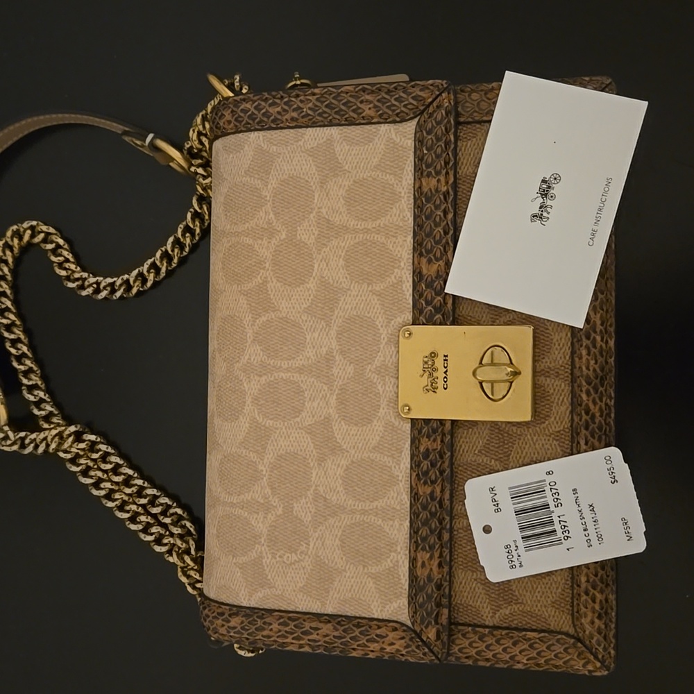 Coach Gold and Brown Crossbody Bag